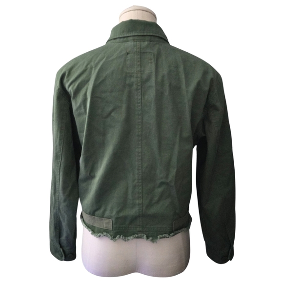Anthropologie Sanctuary Keystone Utility Jacket Crop Olive Green Colette Medium - Picture 6 of 7